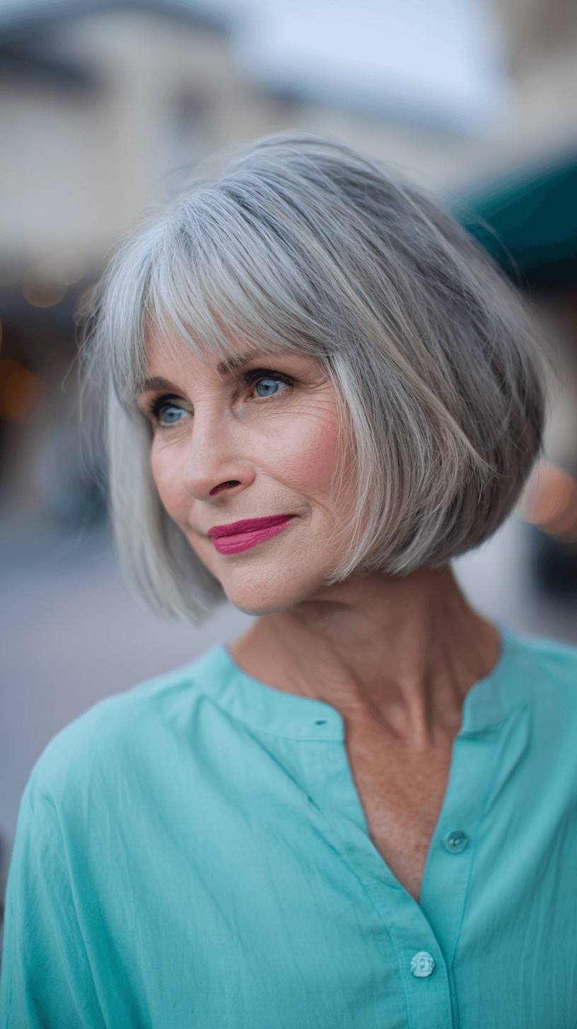 Chic Soft Gray Bob with Subtle Texture