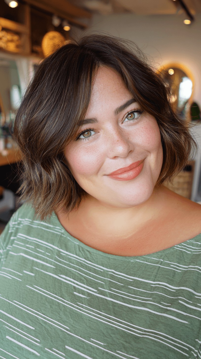 Chic Textured Lob with Subtle Highlights