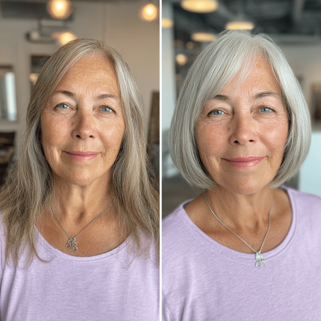 Chic Textured Oval Bob with Subtle Silver Highlights