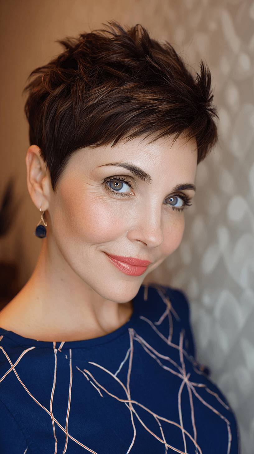 Chic Textured Pixie Cut with Subtle Highlights