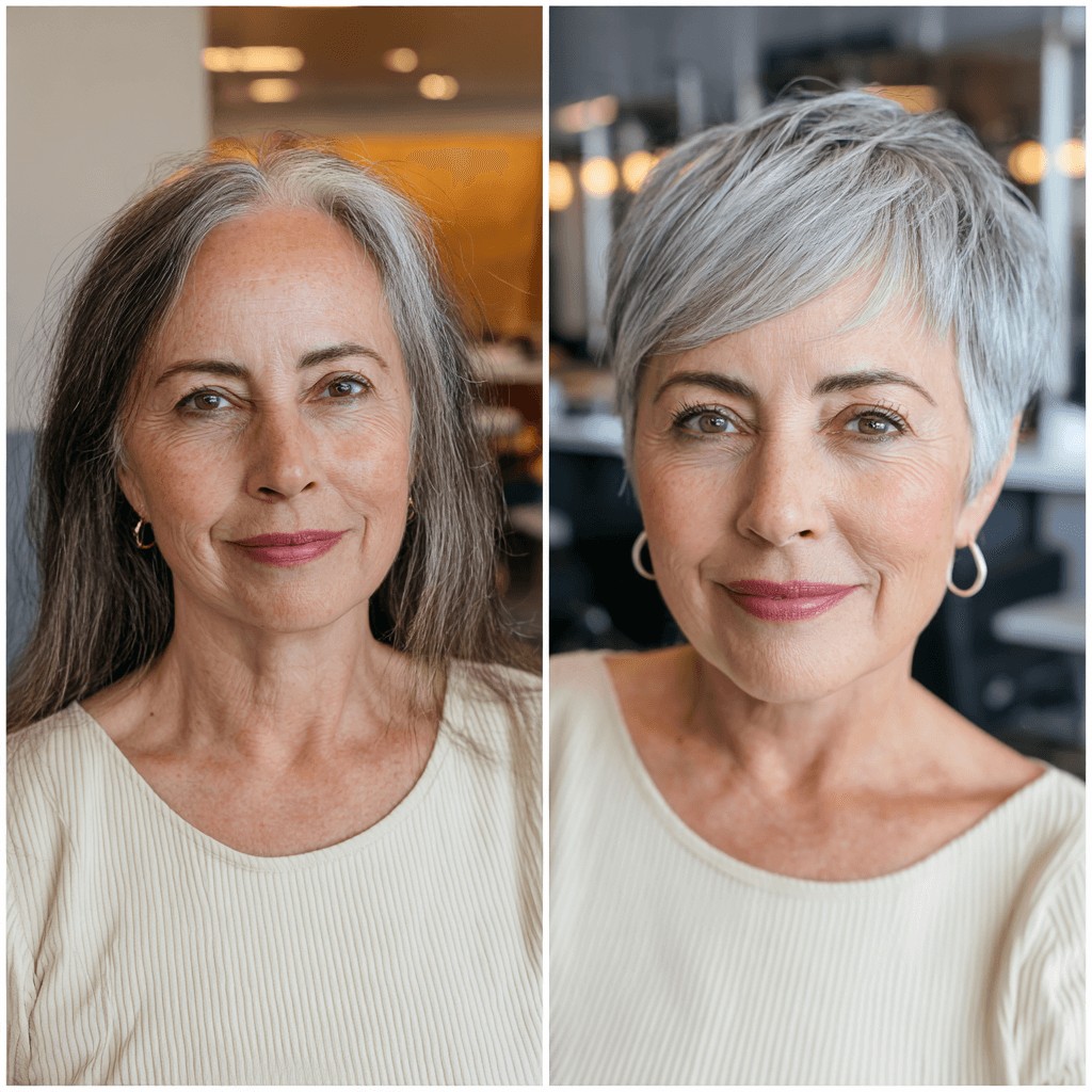 Chic Textured Short Silver Pixie with Soft Layers