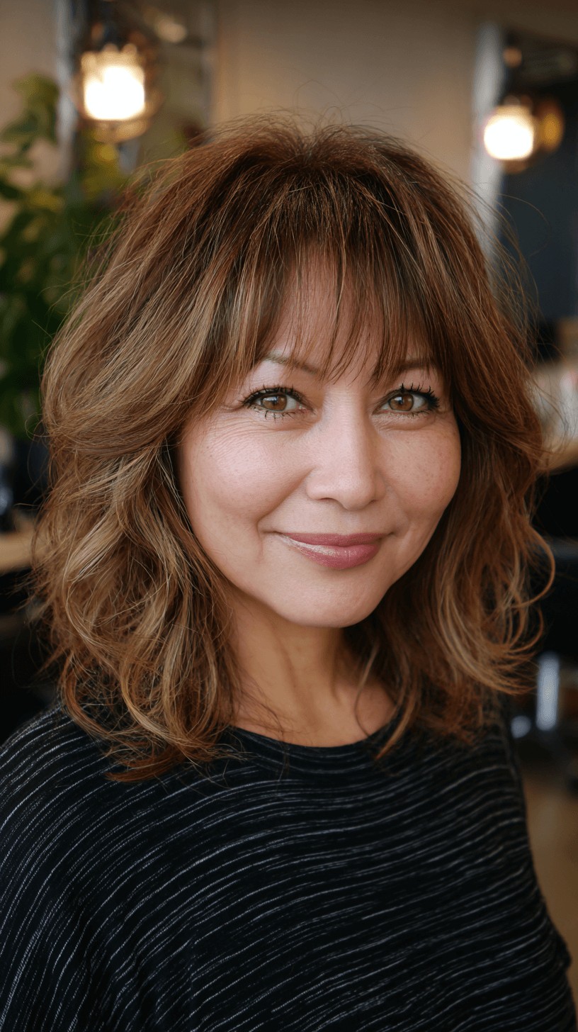 Chic Textured Shoulder-Length Cut with Soft Bangs