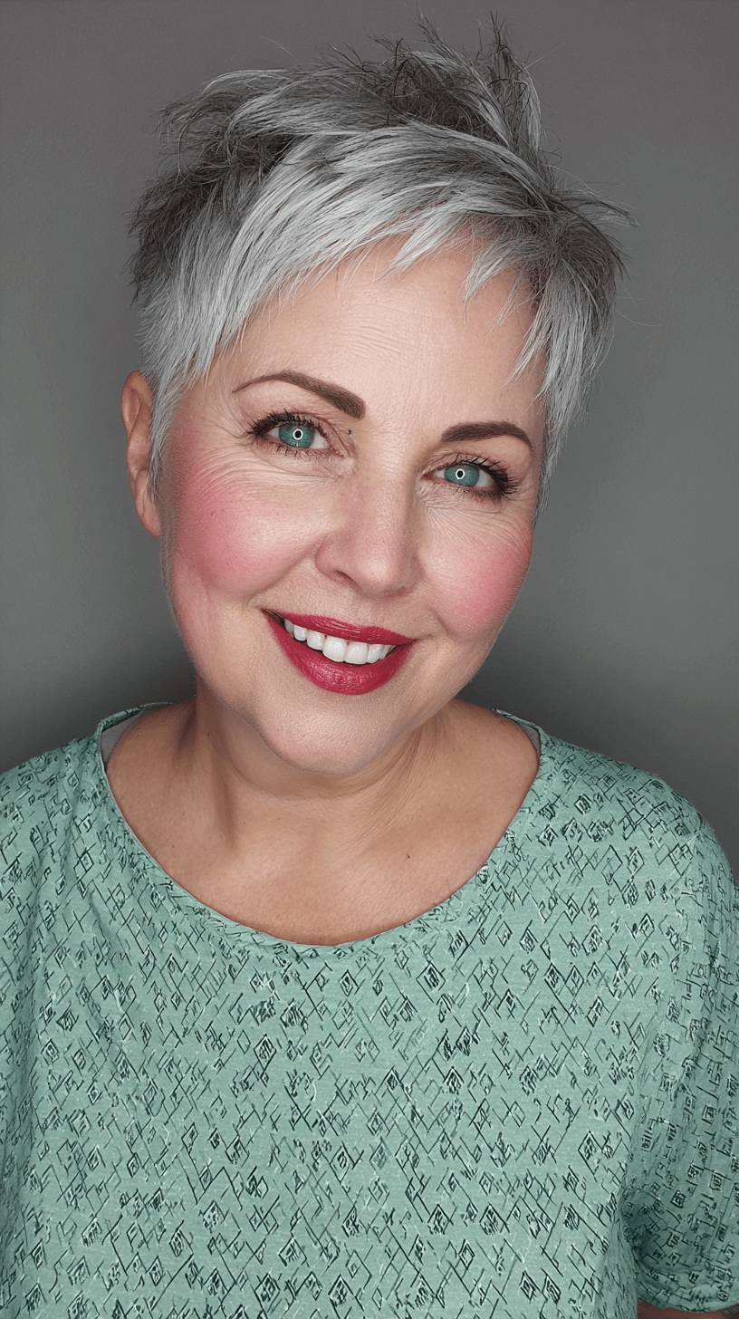 Chic Textured Silver Pixie Cut with Lively Layers
