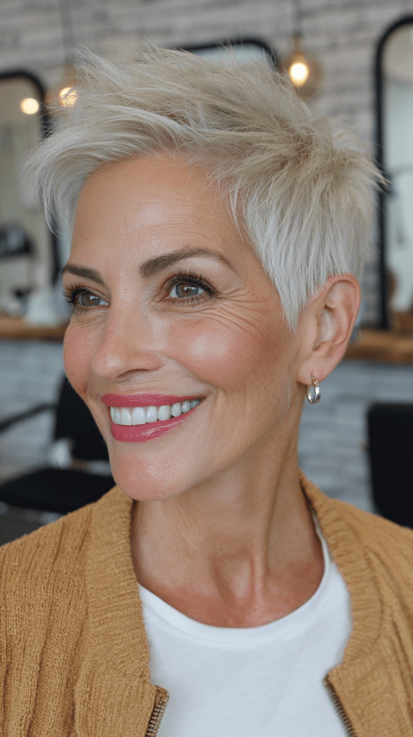Chic Textured Silver Pixie Cut