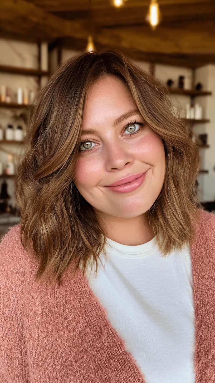 Chic Wavy Mid-Length Cut with Subtle Highlights