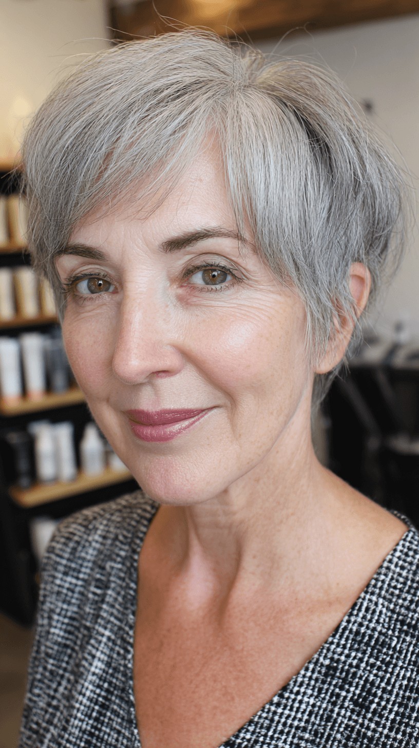 Choppy Gray Pixie Cut with Textured Layers