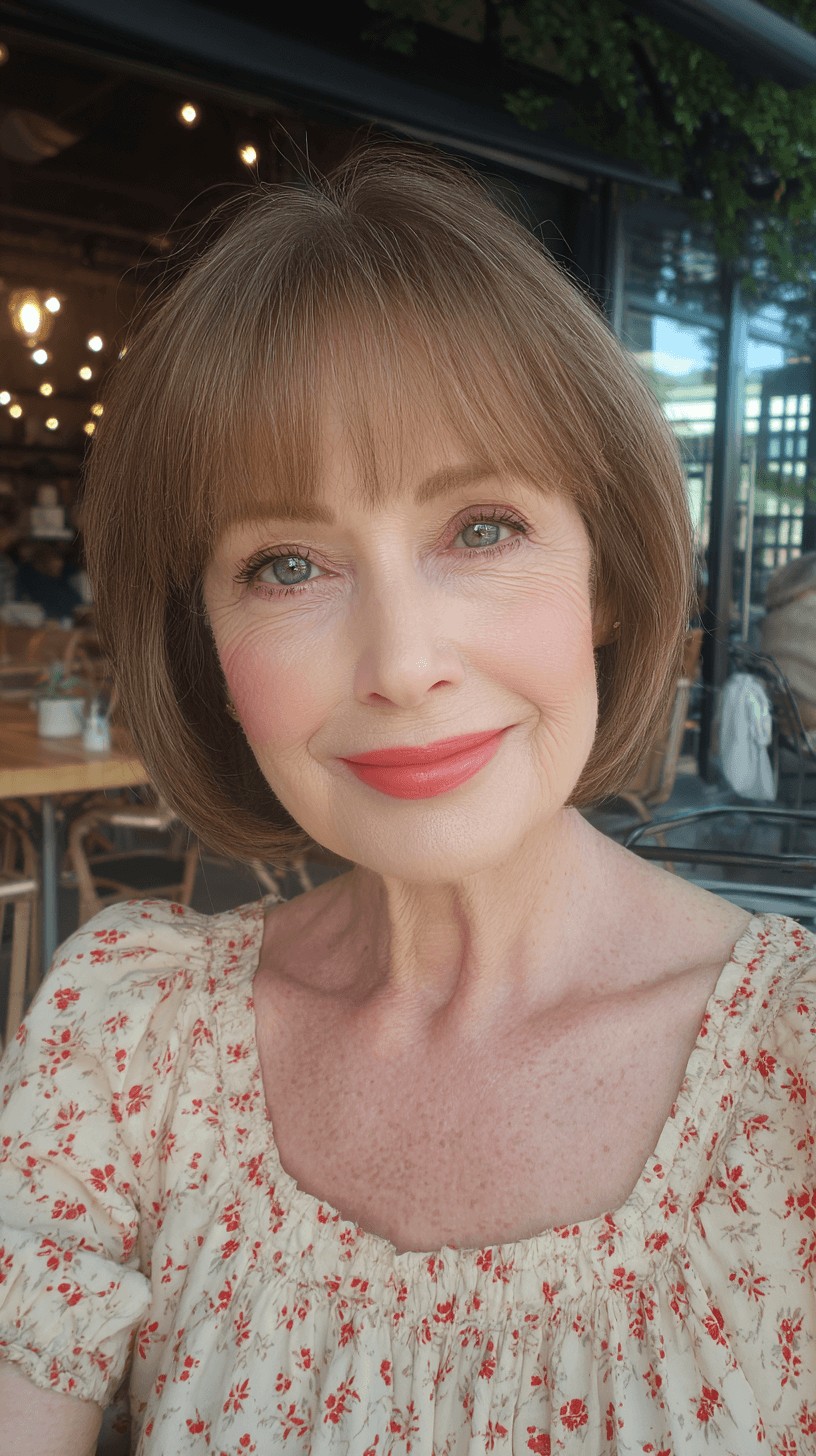 Classic Blunt Bob with Soft Fringed Bangs