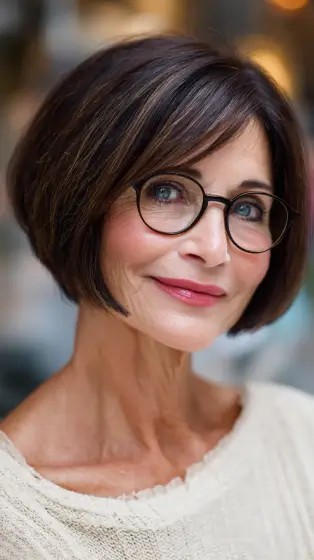 Classic Layered Oval Bob with Soft Highlights