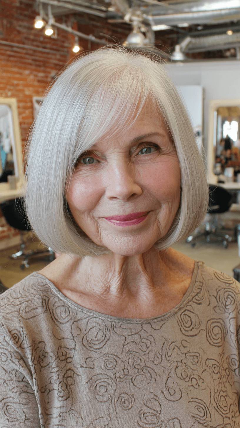 Classic Silver Bob with Subtle Textured Ends