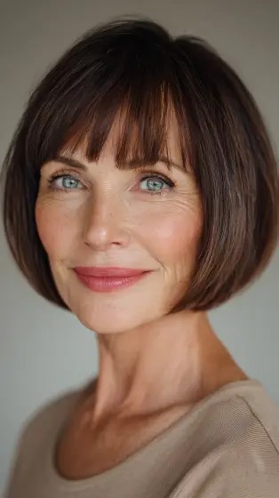 Classic Textured Oval Bob with Soft Bangs