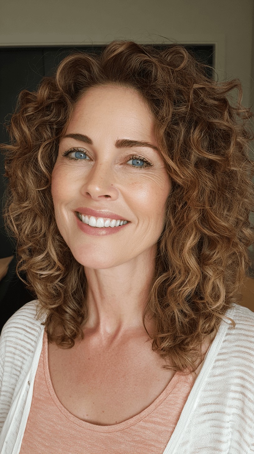 Dynamic Curly Shoulder-Length Cut with Volume