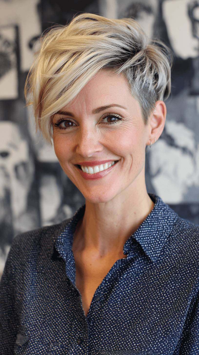 Dynamic Textured Pixie Cut with Luminous Highlights