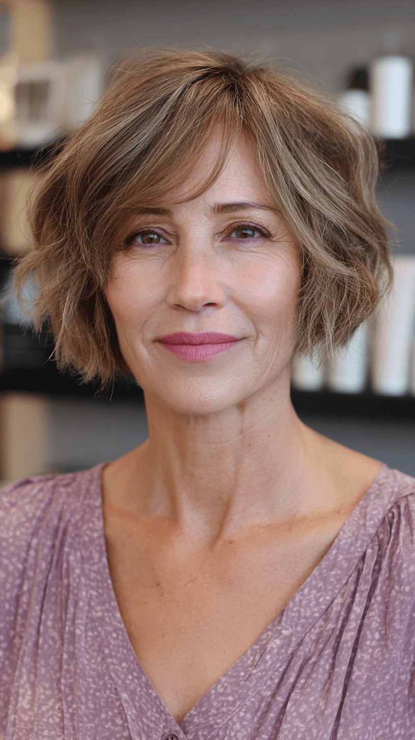 Effortless Textured Bob with Soft Fringes