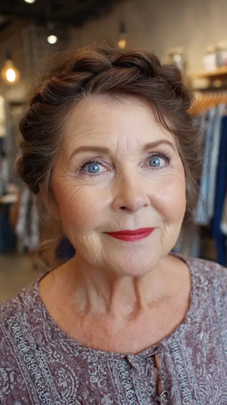 Elegant Braided Updo with Soft Waves