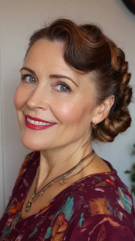 Elegant Retro Chignon with Soft Waves