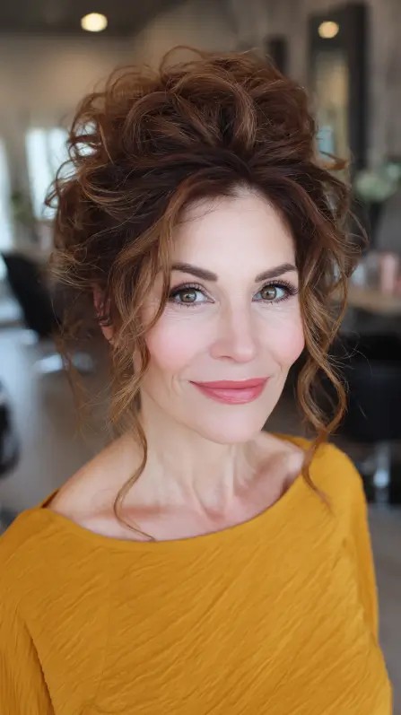 Elegant Retro Updo with Voluminous Curls