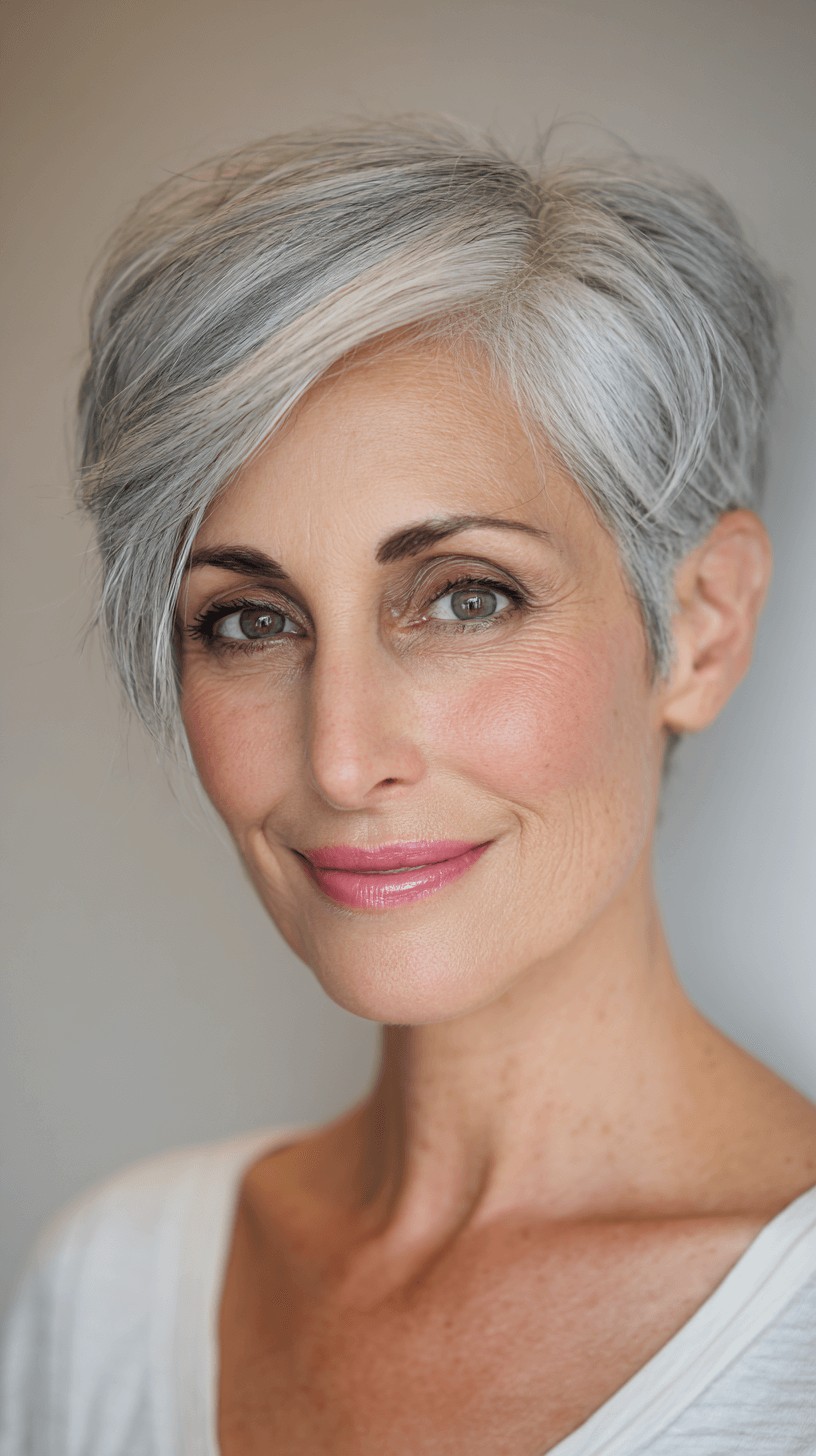 Elegant Side-Swept Pixie with Subtle Volume