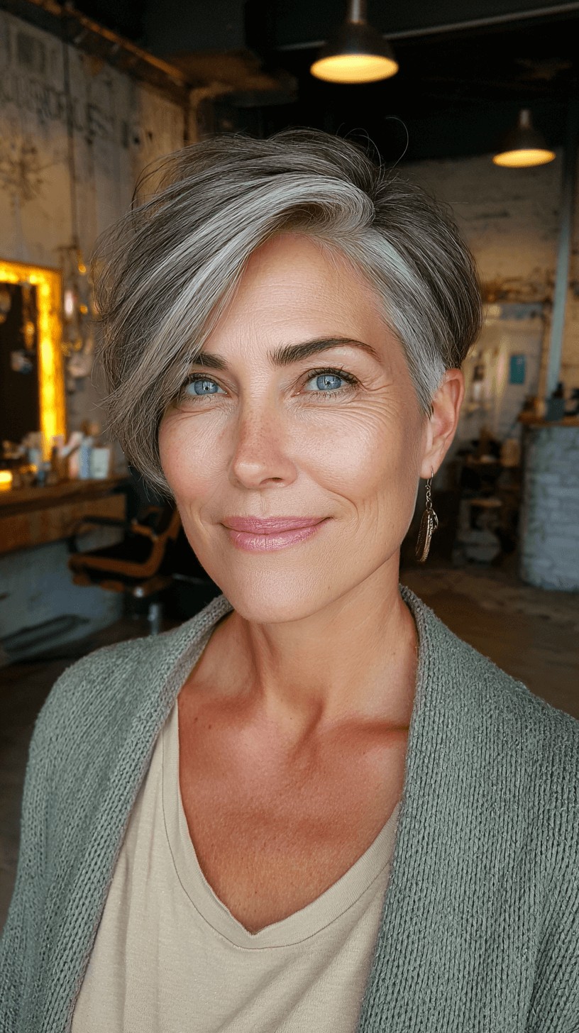 Elegant Silver Pixie with Soft Waves
