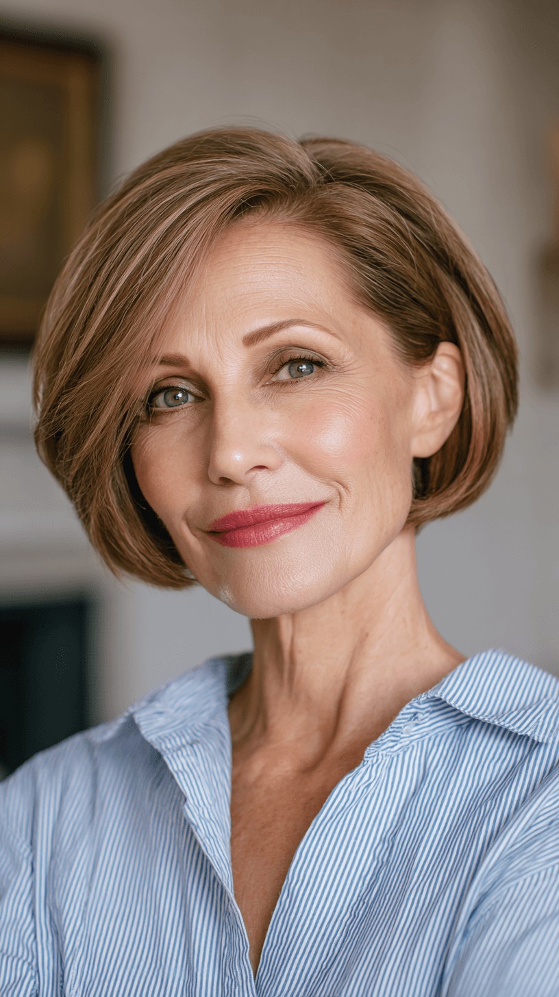 Elegant Smooth A-Line Bob with Subtle Highlights