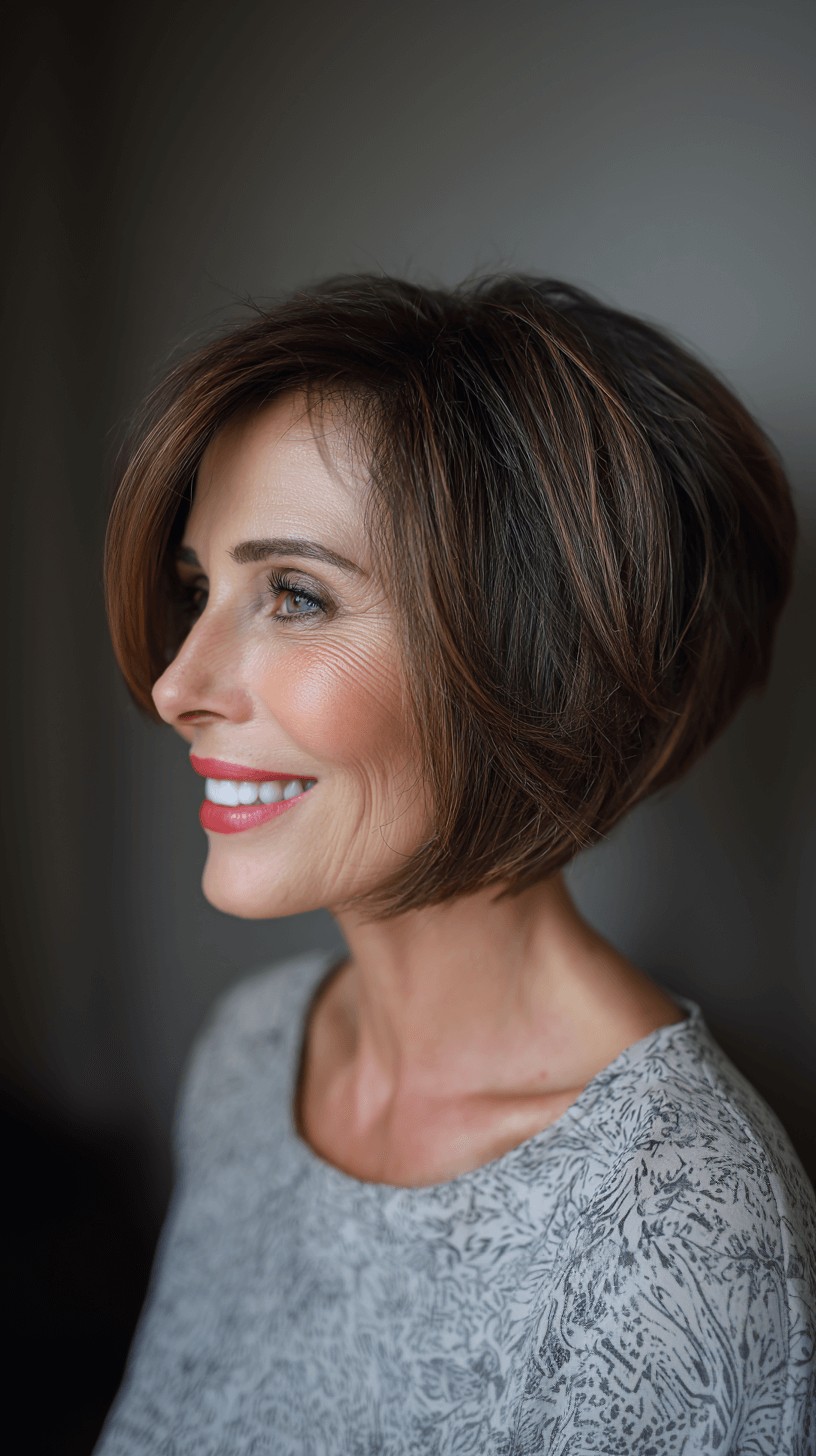 Elegant Stacked Bob with Subtle Highlights