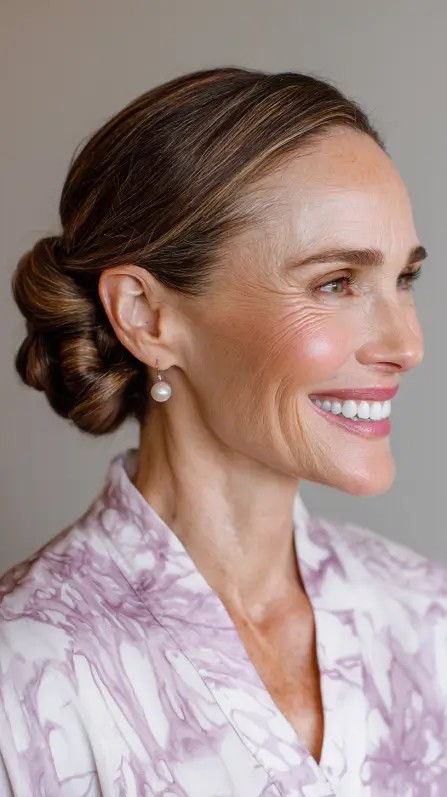 Elegant Twisted Bun with Soft Highlights
