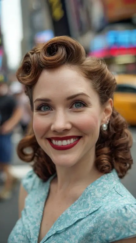 Glamorous Retro Victory Rolls with Soft Curls