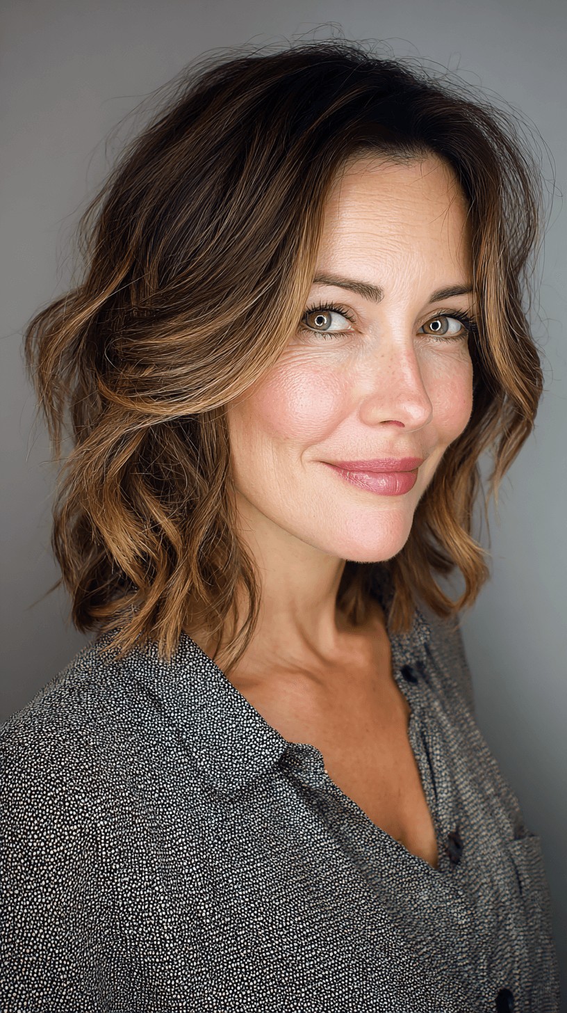 Layered Dark Brown Waves with Subtle Lighter Tones