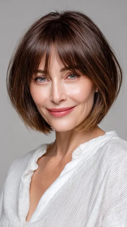 Modern Sleek Blunt Bob with Face-Framing Bangs