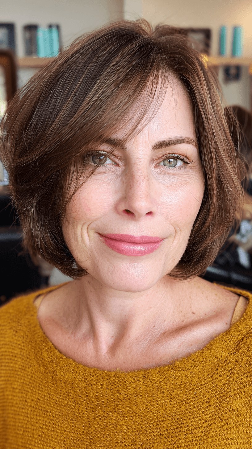 Modern Soft Brown Bob with Subtle Face-Framing Layers