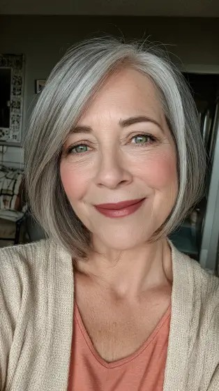 Modern Textured Oval Bob with Gentle Waves