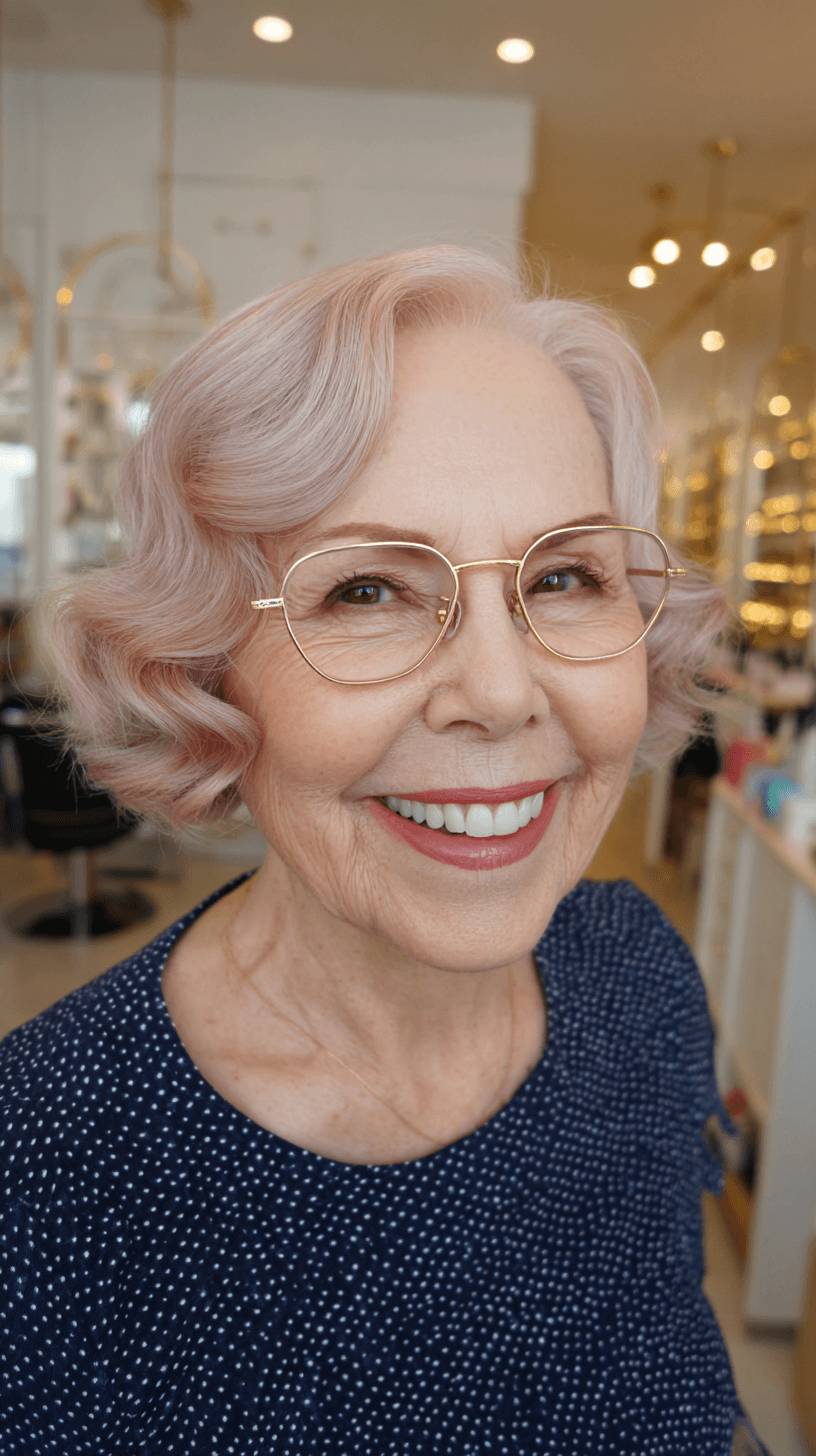 Playful Pastel Curled Bob with Soft Layers