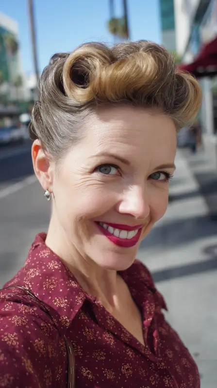 Retro Pin-Up Style with Elegant Victory Rolls