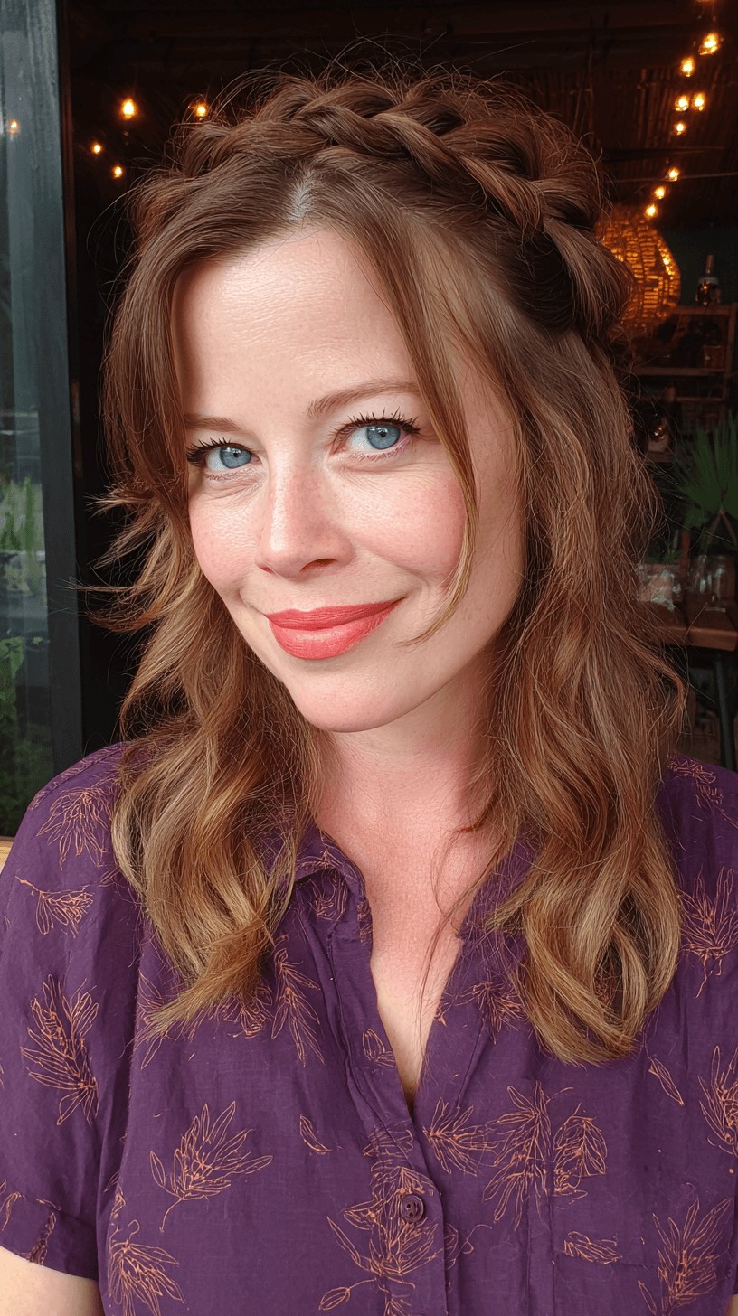 Romantic Braided Half-Up Style with Soft Waves