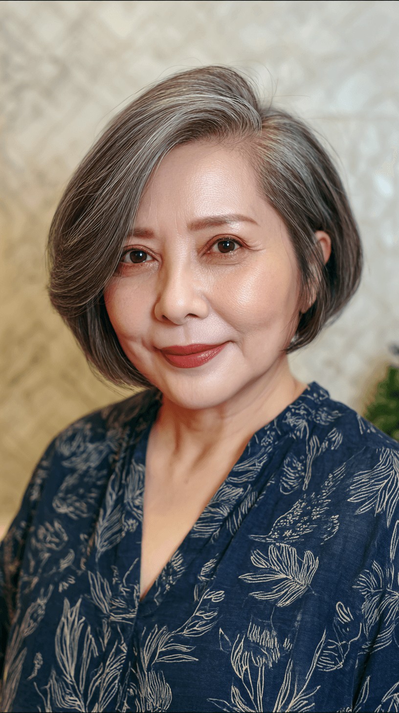 Sleek Gray Lob with Soft Layers