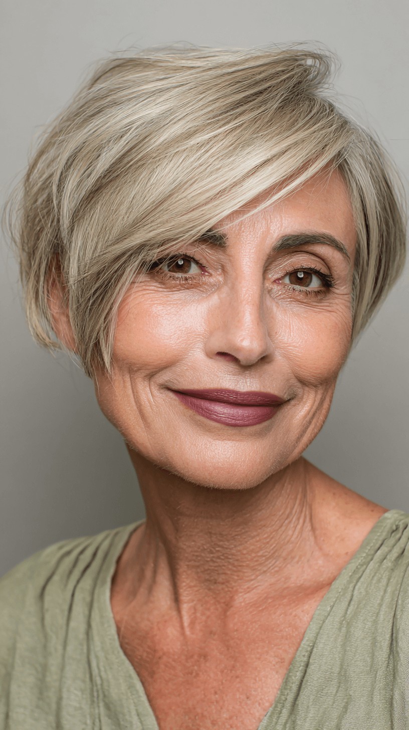 Sleek Side-Swept Pixie with Subtle Layering