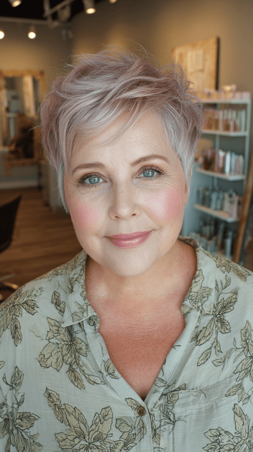 Soft Pastel Undercut Pixie with Textured Layers