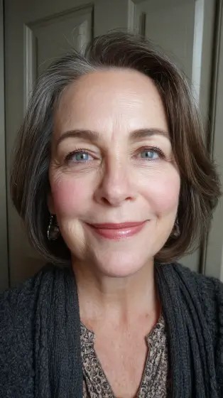 Soft Textured Oval Bob with Subtle Highlights