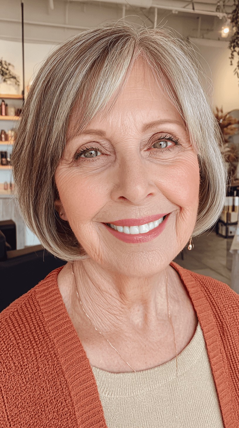 Softly Framed Ash Blonde Oval Bob with Gentle Layers