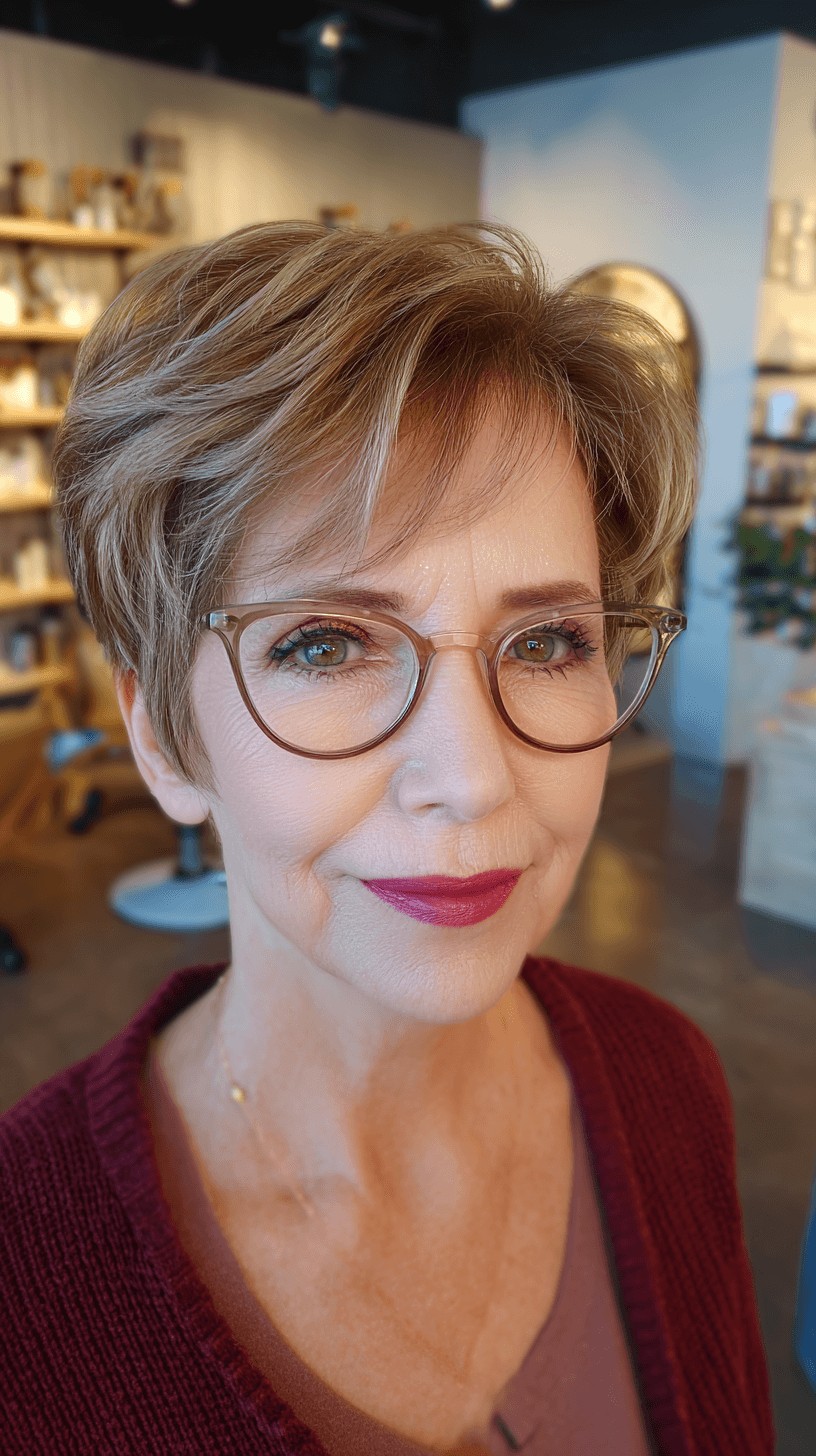 Softly Layered Golden Blonde Pixie Cut