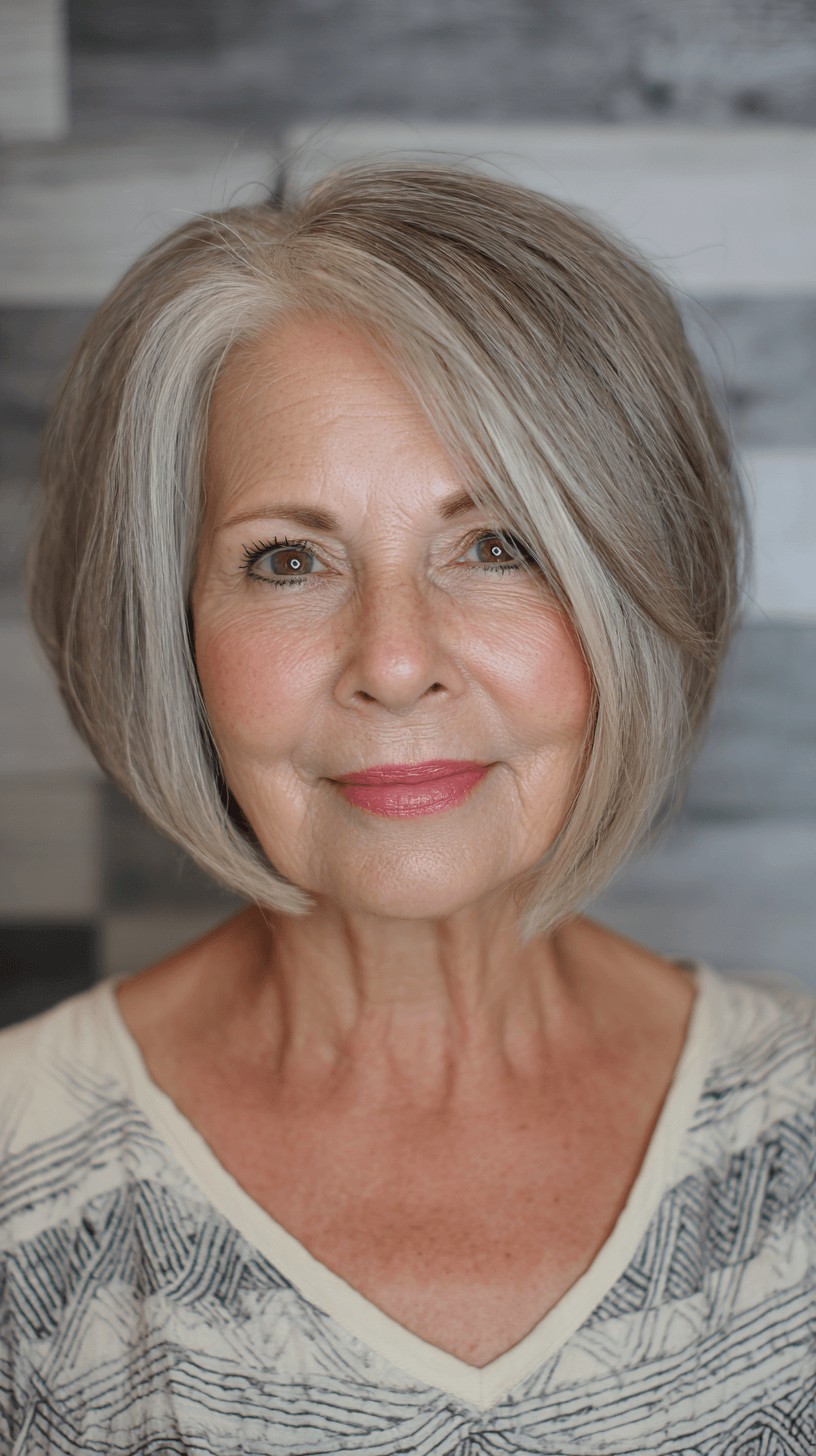 Softly Textured Gray Bob with Subtle Volume