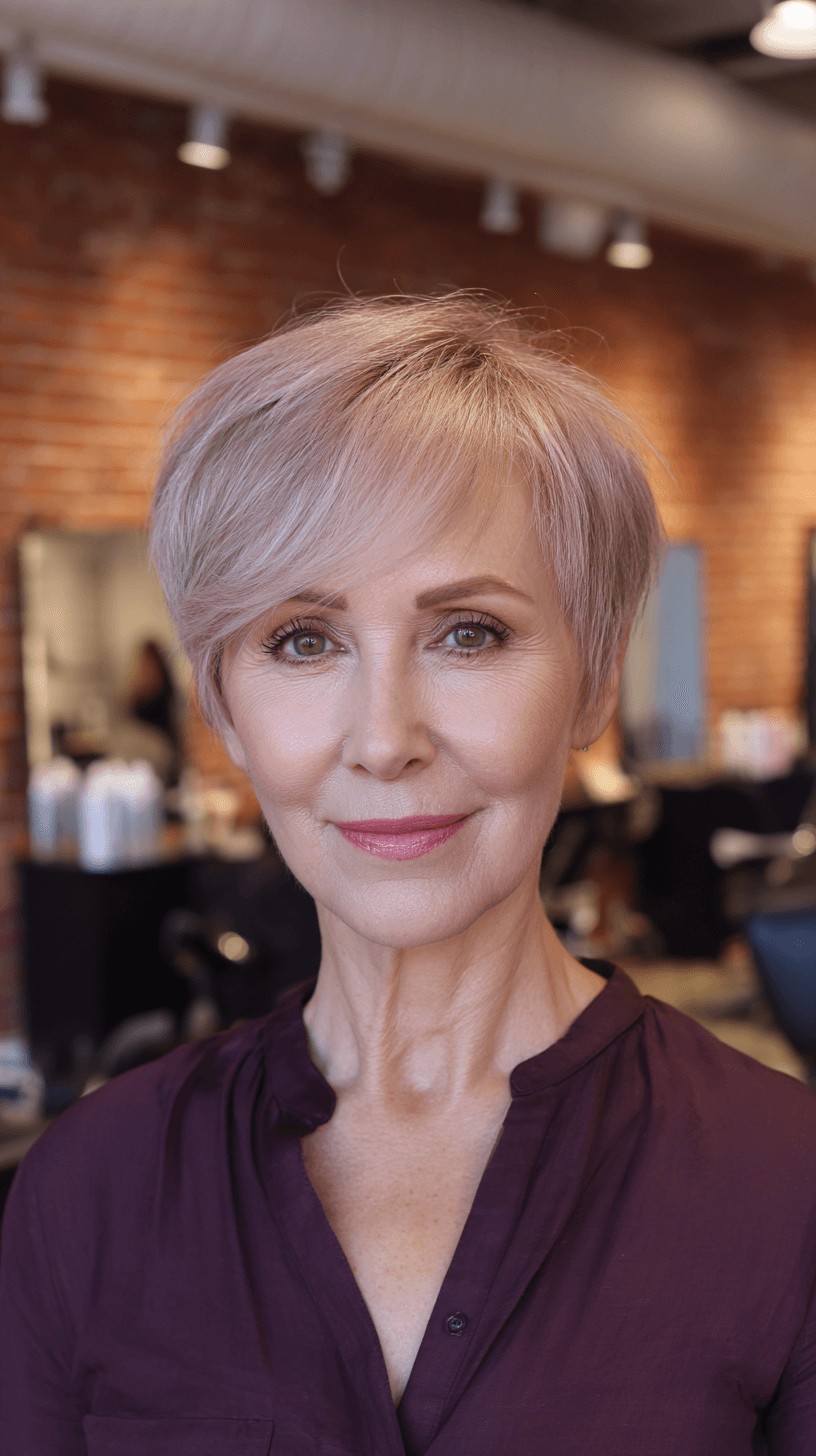 Softly Textured Light Blonde Pixie with Subtle Layers