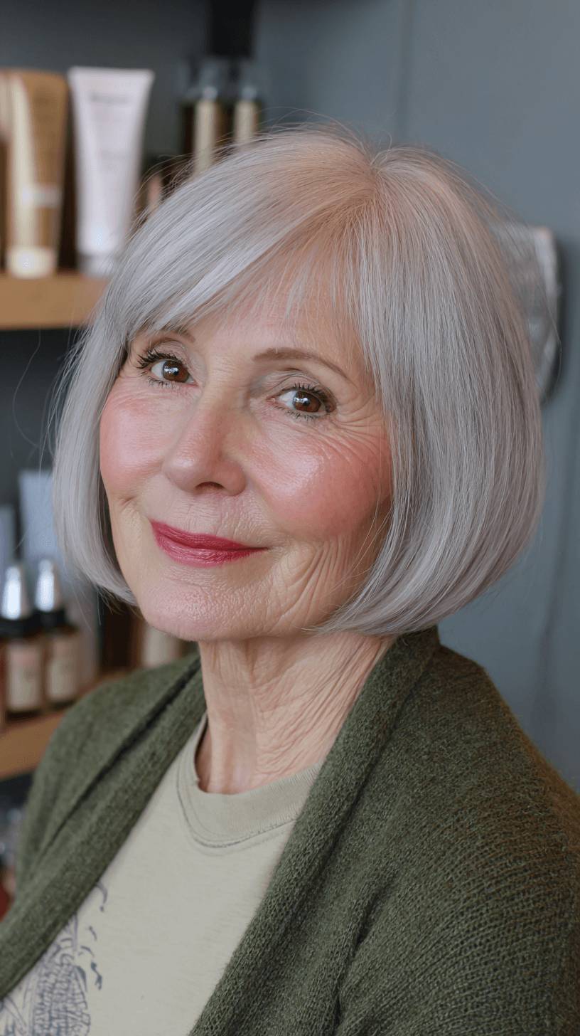 Softly Textured Silver Bob with Subtle Layers