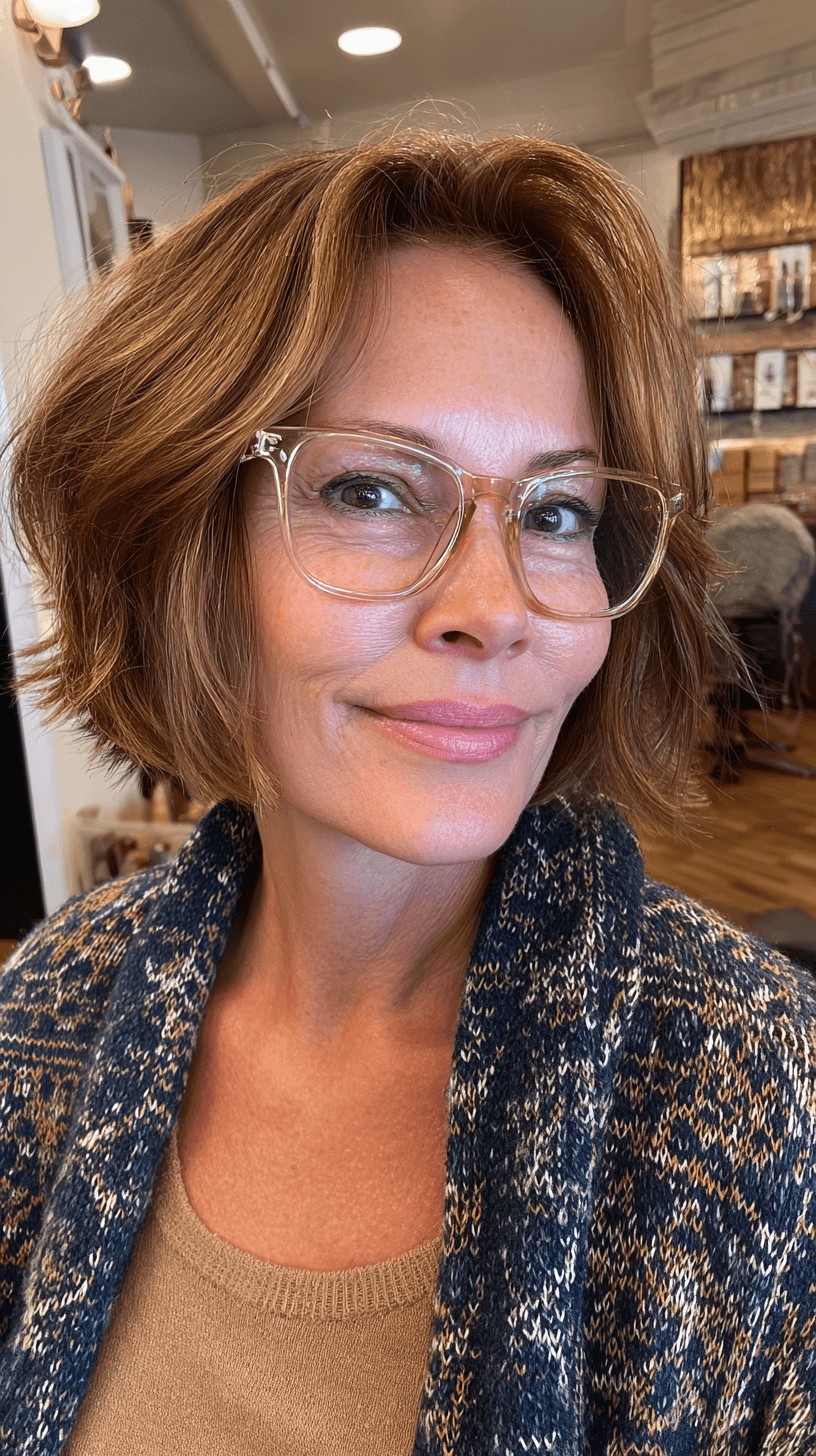 Stylish Feathered Bob with Subtle Texture