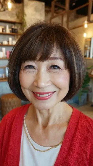 Stylish Rounded Oval Bob with Soft Bangs