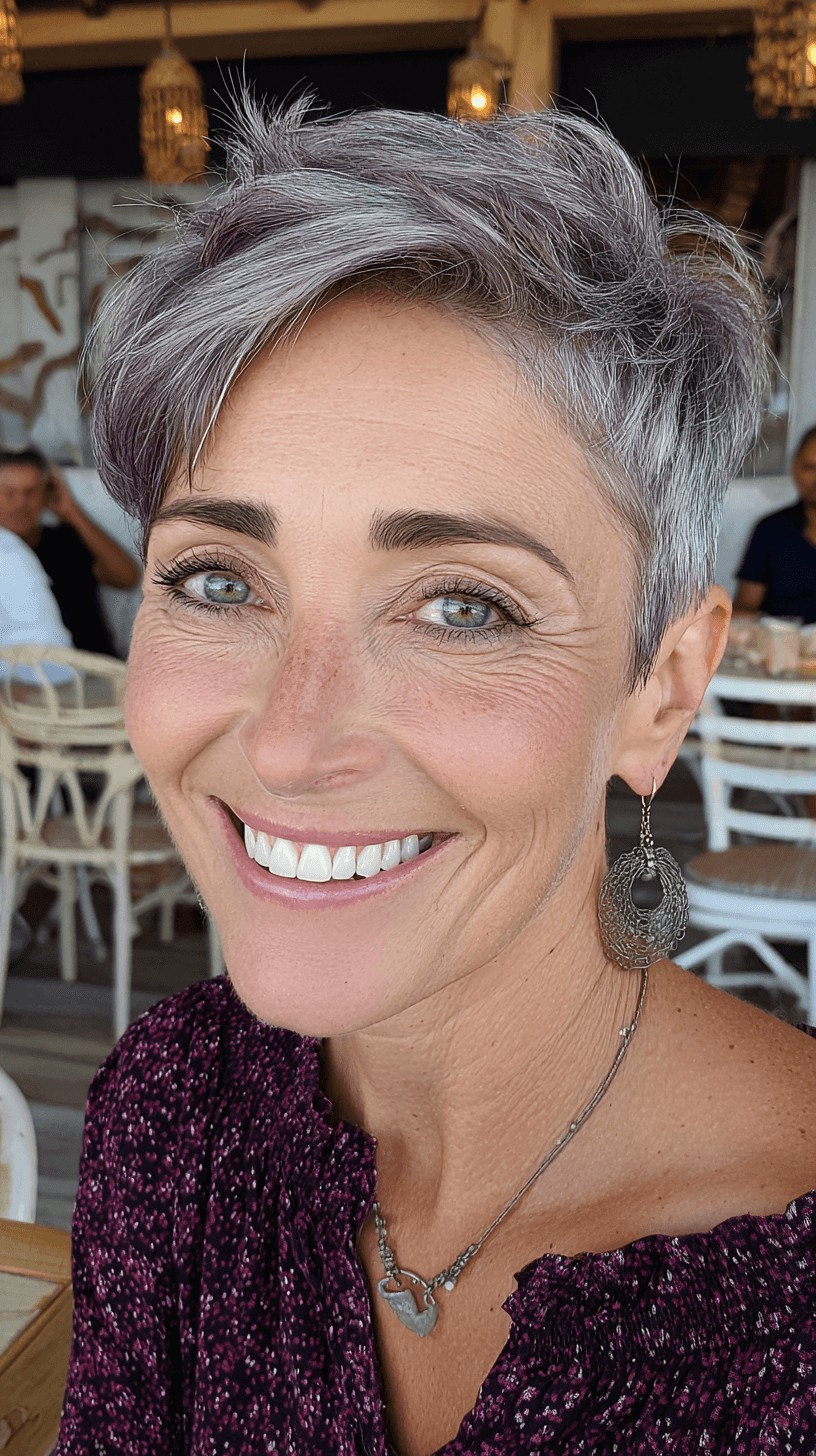 Stylish Short Textured Pixie with Subtle Lavender Tones