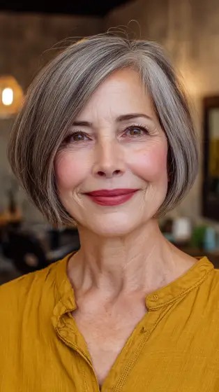 Stylish Sleek Oval Bob with Gentle Layers