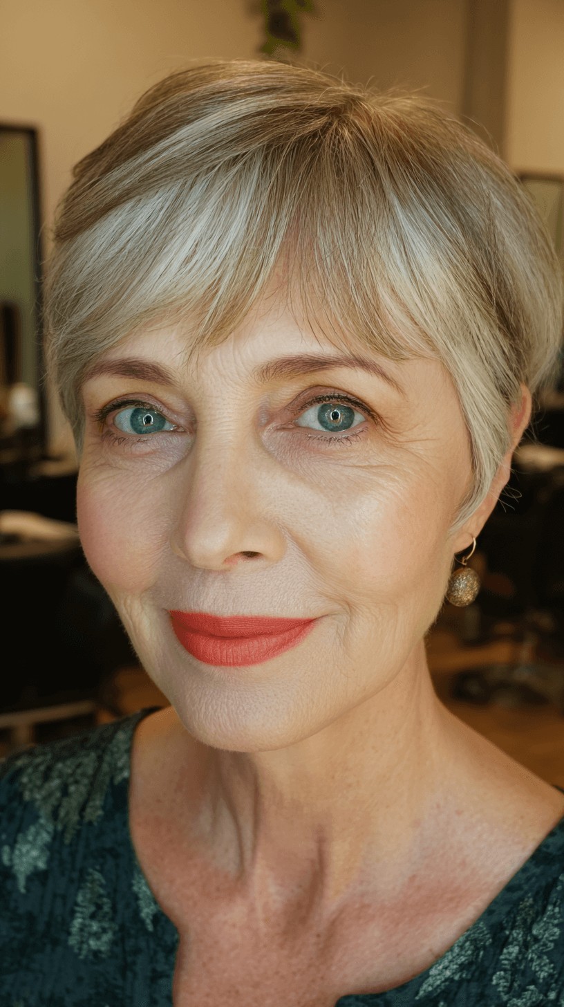 Stylish Softly Textured Gray Pixie Cut