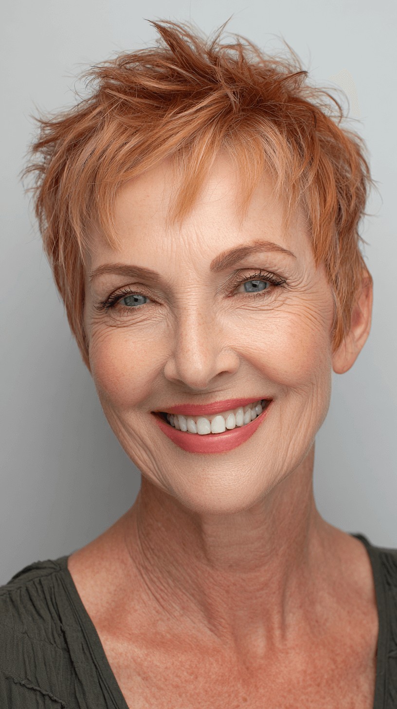 Textured Copper Pixie Cut with Playful Spikes