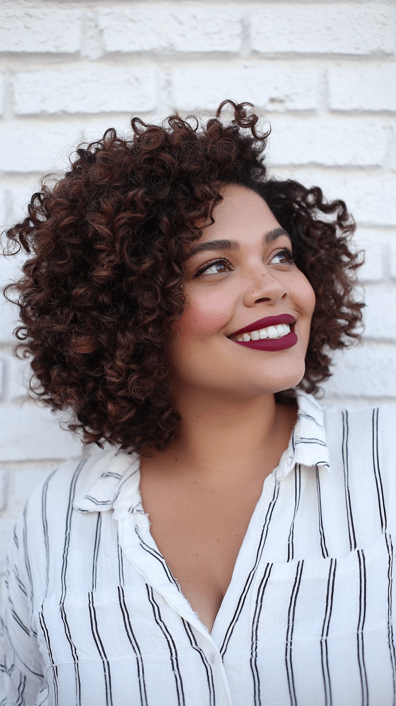 Textured Curly Bob with Voluminous Layers