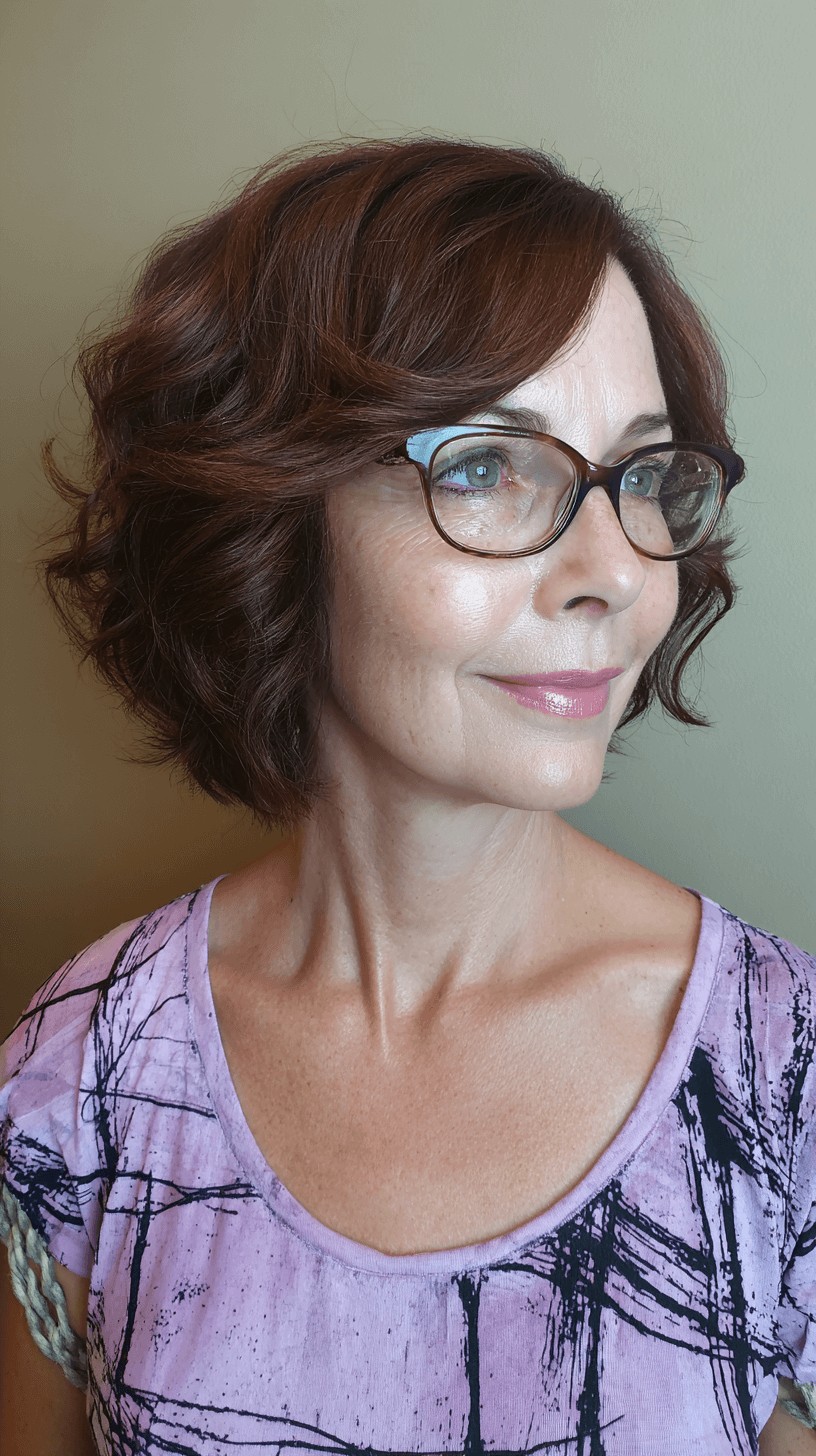 Textured Feathered Bob with Soft Curls